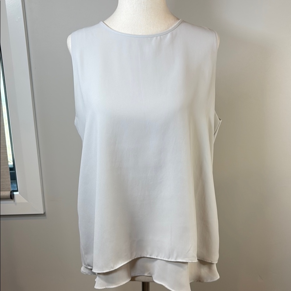 Gray Sleeveless Blouse with Layered Design